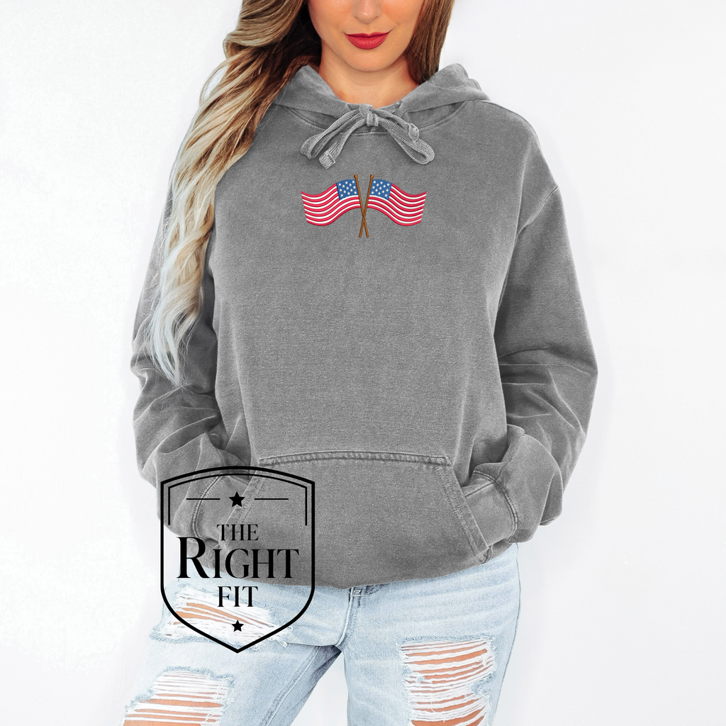 Double Crossed Flags Hoodie - Embroidered