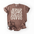 Brown Floral Jesus Saves Shirt